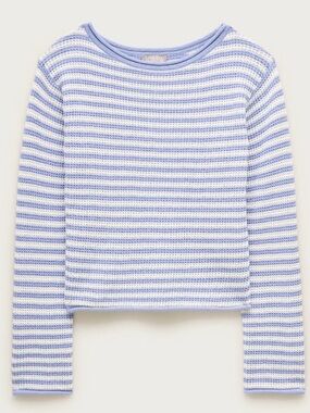 J. Crew Blue White Striped Summer Boatneck Sweater Size Small